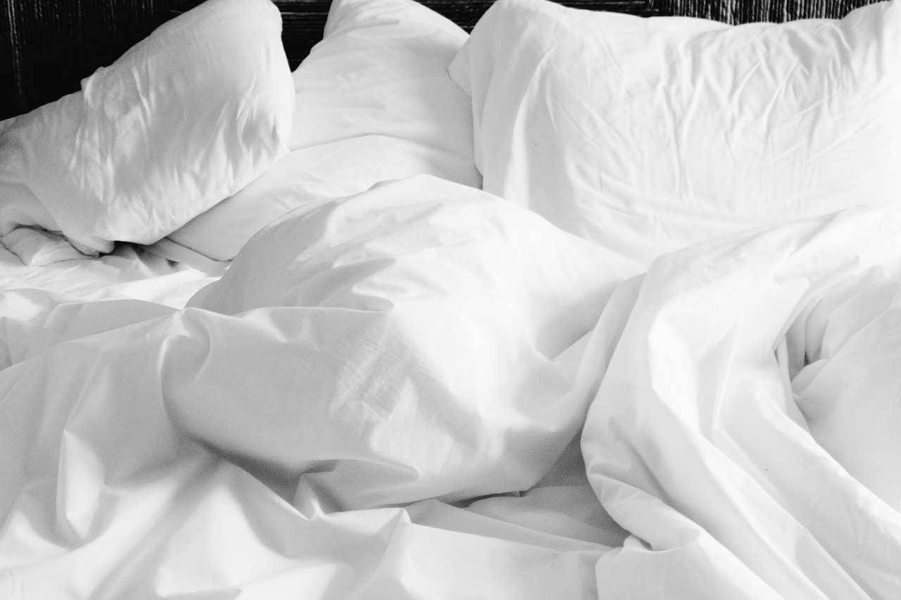 White linen bed covers and pillow ready for Bedbug Treatment
