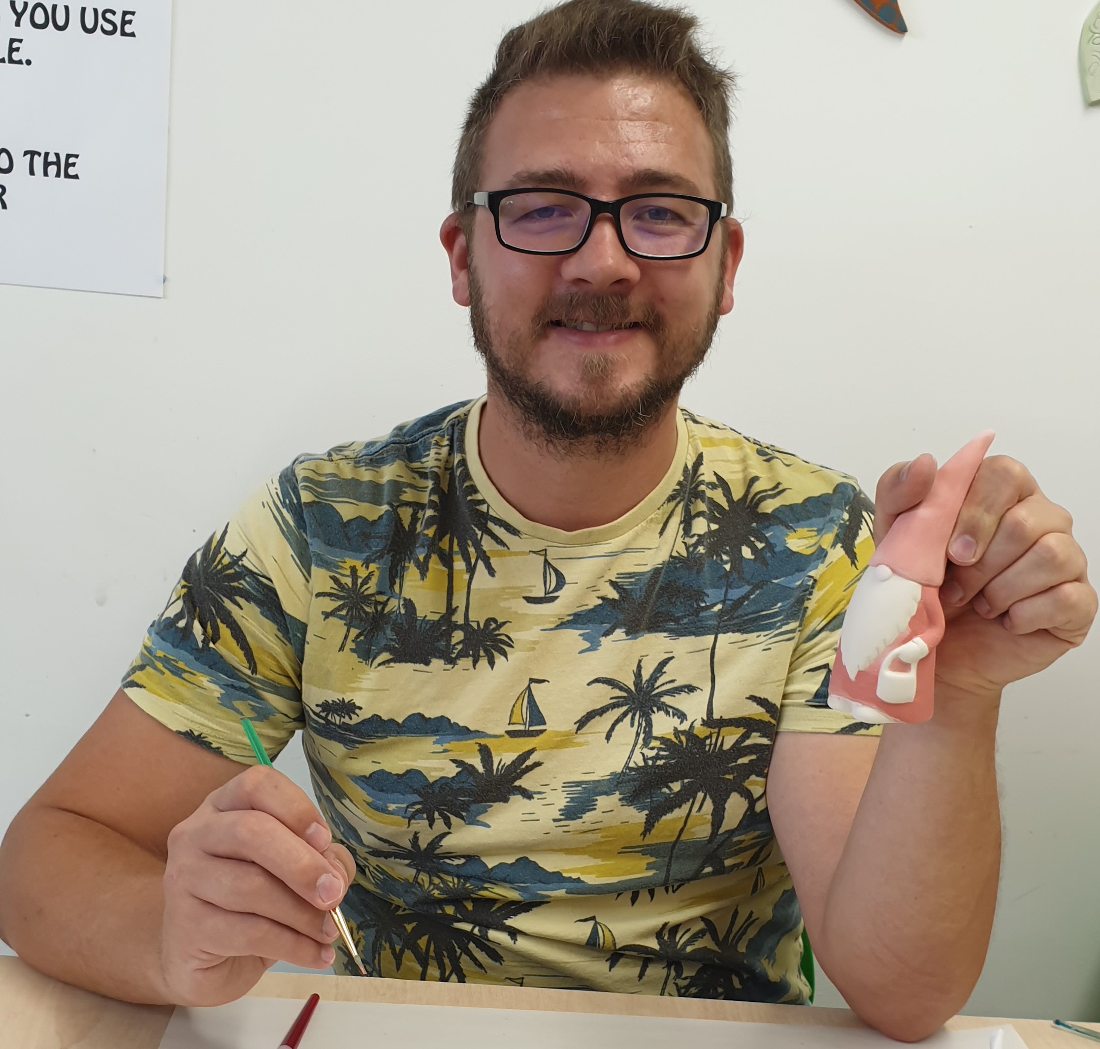 Me clay painting a Nordic Santa