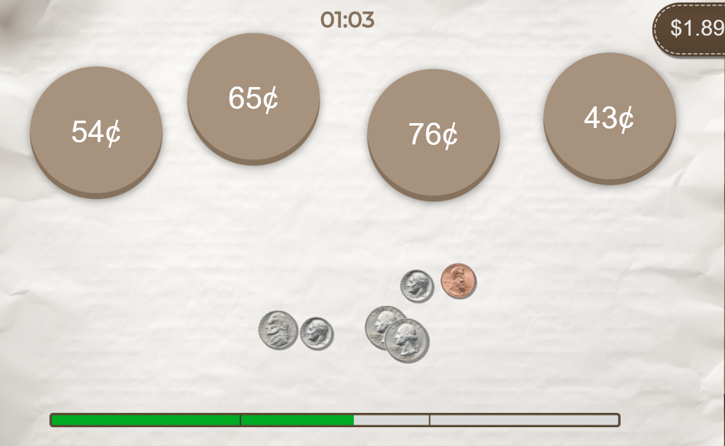 recognizing coins with money games